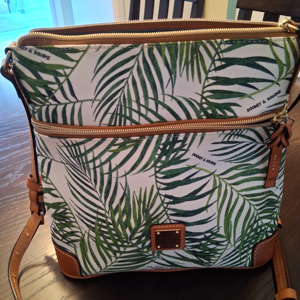 Dooney & Bourke Green Leaf Print Crossbody Bag